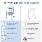 Adjustable Shower Stool with Anti-Slip Seat 350 lbs