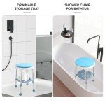 Adjustable Shower Stool with Anti-Slip Seat 350 lbs