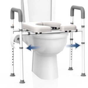 Adjustable Raised Toilet Seat with Handles - 400 lbs