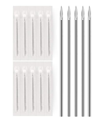 10PC Sterile Piercing Needles 18G - Surgical Steel