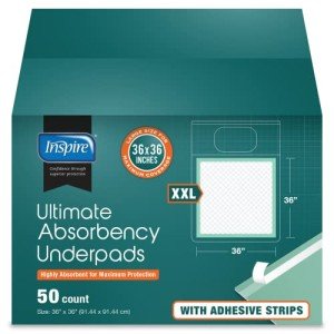 Inspire Super Absorbent Disposable Bed Pads, 50 Count
