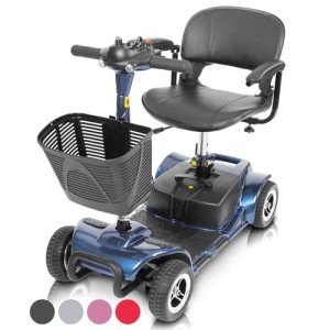 Vive 4 Wheel Mobility Scooter - Electric Powered Wheelchair Device - Compact Heavy Duty Mobile for Travel, Adults, Elderly - Long Range Power Extended Battery with Charger and Basket Included