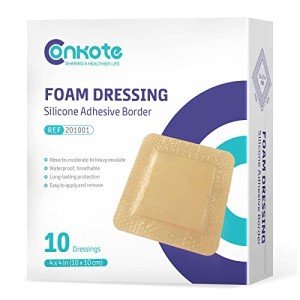 Conkote Silicone Foam Dressings, 4" x 4", Box of 10