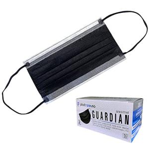 PlastCare USA 50 Black Adjustable 4-Ply Face Masks