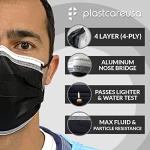 PlastCare USA 50 Black Adjustable 4-Ply Face Masks
