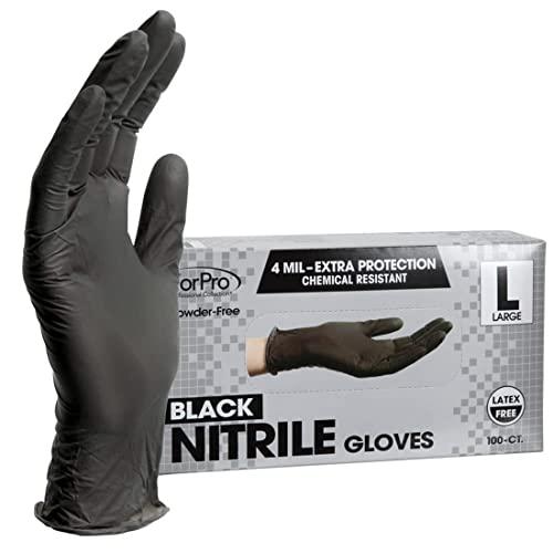 Black Disposable Nitrile Gloves, 100-Count, Large