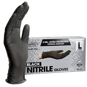 Black Disposable Nitrile Gloves, 100-Count, Large