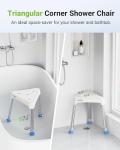Adjustable Triangular Shower Chair for Elderly, 400 lbs