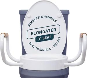 Lunderg Elongated Raised Toilet Seat with Handles