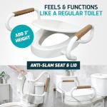 Lunderg Elongated Raised Toilet Seat with Handles