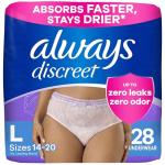 Always Discreet Women's Incontinence Underwear, Large, 28 Count