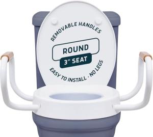 Lunderg Raised Toilet Seat with Handles - 3 Inch Rise