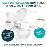Lunderg Raised Toilet Seat with Handles - 3 Inch Rise
