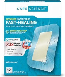 XL Waterproof Hydrocolloid Gel Bandages, 12 Count