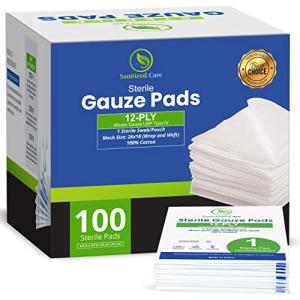 100 Pack 4x4 Sterile Large Gauze Pads