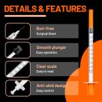 0.5cc 30G Disposable Insulin Syringes, 100 Pack