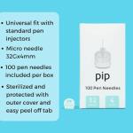 Pip Insulin Pen Needles 32G 4mm - 100 Pack