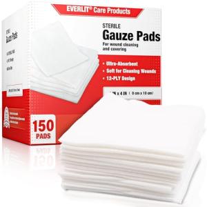 Everlit Extra-Thick Sterile Gauze Pads, 150 Pack