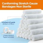 K Kingstar 24-Pack Stretch Gauze Bandages with Tape