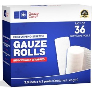 Premium 3-Inch Lint-Free Gauze Rolls - 36 Pack