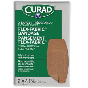 Curad Flex-Fabric Adhesive Bandages, 2x4 Inches, 50 Count