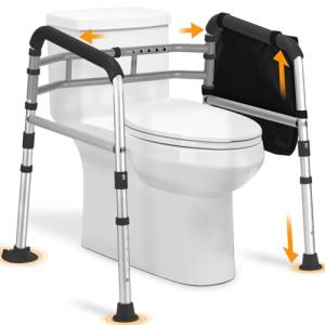 Adjustable Foldable Toilet Safety Rails with Padded Handles