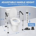 Adjustable Foldable Toilet Safety Rails with Padded Handles