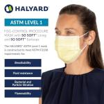 HALYARD Level 1 Yellow Disposable Masks, Box of 50