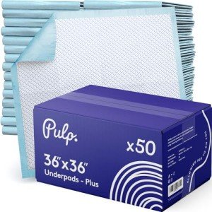 Pulp Extra Large 36" x 36" 50 Pack Ultra Absorbent Disposable Incontinence Bed Pads | High Absorbency Waterproof Underpads for Mattress, Sofa & Chair for Babies, Children, Adults, & Elderly & Pets