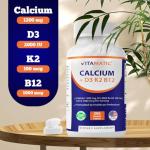 Calcium Supplement 1200mg with D3, K2 & B12