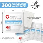 300 Pack Individually Wrapped Isopropyl Alcohol Wipes