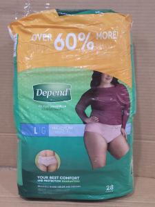 Depend Fresh Protection Adult Incontinence & Postpartum Bladder Leak Underwear for Women, Disposable, Maximum, Large, Blush, 28 Count, Packaging May Vary