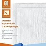 Kingstar Sterile Nonwoven Gauze Pads, 4"x 4" Wound Dressing, 60 Packs - 120 Pieces Superior Soft Sponge Pads, Higher Absorbent Gauze Compresses for Trauma or Post-Operative Wound Care