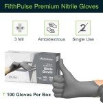 FifthPulse Large Cool Gray Nitrile Gloves, 100 Count