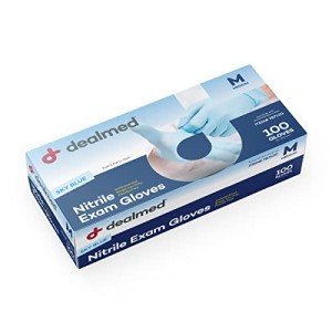 Dealmed Sky Blue Nitrile Exam Gloves - Medium
