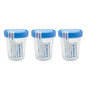 Sterile 4oz Specimen Cups with Secure Lids - 3 Pack