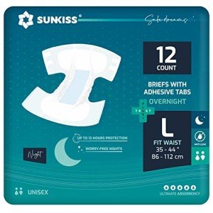 SUNKISS TrustPlus Large Overnight Adult Diapers, 12 Count
