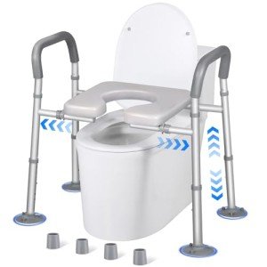Adjustable Raised Toilet Seat with Handles for Seniors