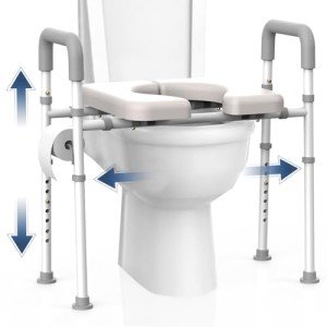 Adjustable Raised Toilet Seat with Handles
