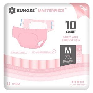 SUNKISS Adult Diapers with Tabs, Medium, 10 Count