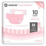 SUNKISS Adult Diapers with Tabs, Medium, 10 Count