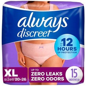 Always Discreet Women's Incontinence Underwear, XL, 15 Count