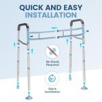 OasisSpace Heavy Duty Toilet Safety Rail Grab Bar