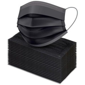 100 Pack Black Disposable 3-Ply Face Masks