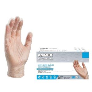 Clear Vinyl Disposable Medical Exam Gloves - Box of 100