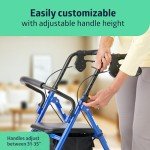 Medline Blue Steel Rollator Walker for Seniors
