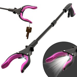 32-Inch Aluminum Grabber Reacher Tool with LED Light