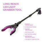 32-Inch Aluminum Grabber Reacher Tool with LED Light