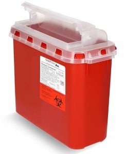Transparent 5.4 Quart Sharps Container with Rotating Lid