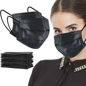 100 Pcs Black 3-Ply Disposable Face Masks